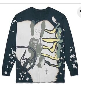 Travis Scott Cactus Jack‎ KAWS  Long Sleeve T-Shirt Black Small Bleached small
